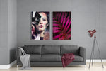 Patchwork Women 2 Pieces Combine Glass Wall Art