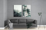 Tones of Green 2 Pieces Combine Glass Wall Art