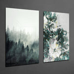 Tones of Green 2 Pieces Combine Glass Wall Art