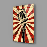 Vocal Icon Microphone Glass Wall Art