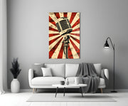 Vocal Icon Microphone Glass Wall Art