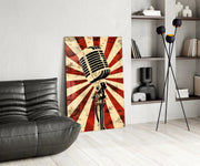 Vocal Icon Microphone Glass Wall Art