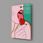 Pop Tongue Kiss Glass Wall Art