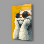 Cool Cat in Shades Glass Wall Art