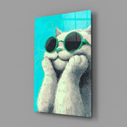 Cool Cat in Shades Glass Wall Art
