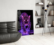 Neon Leopard Glass Wall Art