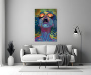 Psychedelic Goggles Glass Wall Art