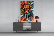 Vibrant 'Just Do It' Motivational Glass Wall Art