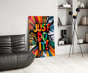 Vibrant 'Just Do It' Motivational Glass Wall Art