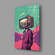 TV Head in Nature Glass Wall Art