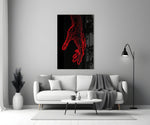 Abstract Red Hand Outline Glass Wall Art