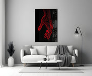 Abstract Red Hand Outline Glass Wall Art