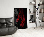 Abstract Red Hand Outline Glass Wall Art