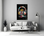 Urban Graffiti Headphones Glass Wall Art