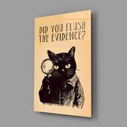 Vintage Cat Detective Glass Wall Art