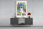 Sassy Llama in Sunglasses Glass Wall Art