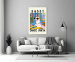 Sassy Llama in Sunglasses Glass Wall Art
