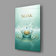 Soak Golden Lotus Water Crown Glass Wall Art