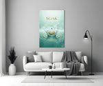 Soak Golden Lotus Water Crown Glass Wall Art