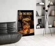 On the Rocks Gold Whiskey Skyline Glass Wall Art