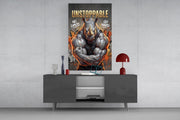 Unstoppable Muscular Rhino Glass Wall Art