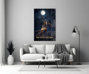 Palming The Moon City Skyline Glass Wall Art