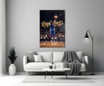 Relentless Gold Crown Basketball Jump Glass Wall Art