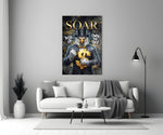 Soar Suited Eagle Gold Dollar Glass Wall Art