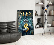 Apex Suited Shark Gold Dollar Glass Wall Art