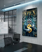 Apex Suited Shark Gold Dollar Glass Wall Art