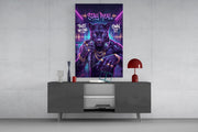 Stay Real Neon Panther Rapper Glass Wall Art