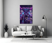 Stay Real Neon Panther Rapper Glass Wall Art
