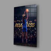 Relentless Basketball Crown Hoop Glass Wall Art