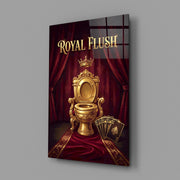 Royal Flush Golden Throne Toilet Glass Wall Art