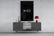 Rich Risk Silver Interlock Typography Glass Wall Art