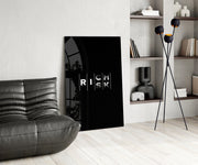 Rich Risk Silver Interlock Typography Glass Wall Art