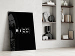 Rich Risk Silver Interlock Typography Glass Wall Art