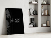 Rich Risk Silver Interlock Typography Glass Wall Art