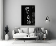Balance Brain and Heart Quote Glass Wall Art