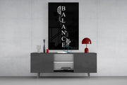 Balance Brain and Heart Quote Glass Wall Art