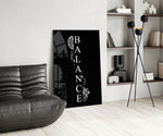 Balance Brain and Heart Quote Glass Wall Art