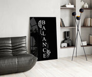 Balance Brain and Heart Quote Glass Wall Art