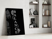 Balance Brain and Heart Quote Glass Wall Art
