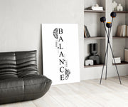 Balance I Think I Feel Brain Heart Glass Wall Art