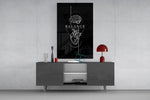 Balance Brain Over Heart Black Line Art Glass Wall Art