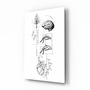 Balance Brain Heart Tree and Divers Glass Wall Art