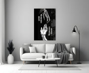 Memento Mori Vivere Reaching Hands Glass Wall Art