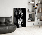 Memento Mori Vivere Reaching Hands Glass Wall Art
