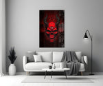Third Eye Red Horned Skull Glass Wall Art