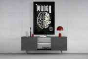 Money Brain Gothic Type Black Glass Wall Art